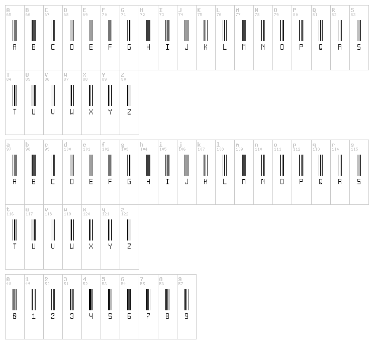Another Barcode font map